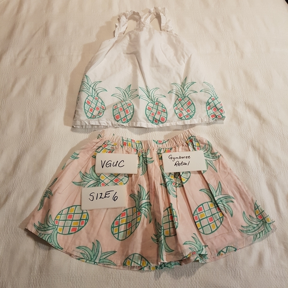Gymboree girls size 6 pineapple top and skirt set